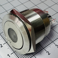 Interrupteur à bouton-poussoir métallique éclairé ZLQ25A-SWP11Z-DW36V-S, SPDT à verrouillage, IP67 IK10, boîtier en acier inoxydable, bouton plat
