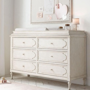Kak — ensemble de chambre à coucher <span class=keywords><strong>blanche</strong></span> antique, style français, vêtements de <span class=keywords><strong>commode</strong></span> en bois, 6 tiroirs avec miroir - Product Image 3