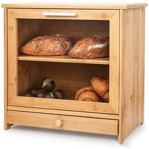 กล่องเก็บขนมปังแบบประกอบเอง ทำจากไม้ไผ่ธรรมชาติ สำหรับวางบนเคาน์เตอร์ครัว - Product Image 1
