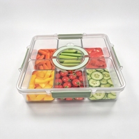 6-delige keuken plastic snack- en voedselbewaarbak met afsluitbaar klikdeksel, uitneembare scheidingsbak, PET PP siliconen, OEM
