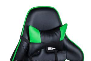 Fauteuil de bureau inclinable pivotant robuste, nouveau fauteuil gamer en similicuir souple, moderne, noir et vert, avec accoudoirs 2D - Product Image 5