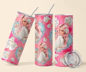 Atest-vaso de vacío de acero inoxidable personalizado, tazas de café reutilizables de 20oz con tapas y pajitas, arol <span class=keywords><strong>G</strong></span> Pink hair - Product Image 1