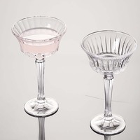 Verre à pied haut de luxe vintage à motif losanges, capacité 210 ml, réutilisable, pour desserts glacés et cocktails
