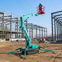 Plateforme élévatrice araignée sur chenilles Longqing 12m certifiée CE, télécommandée, à batterie lithium, à entraînement hydraulique