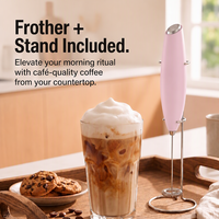 Mousseur à lait électrique portatif coloré avec support, fouet à latte, batteur à œufs de cuisine, mini mousseur à café matcha à piles