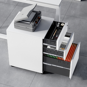 Thép di động bệ Tủ hồ sơ văn phòng dưới bàn trượt ngăn kéo lưu trữ tủ khóa Khóa Trắng 3 ngăn kéo bên mở cửa - Product Image 4