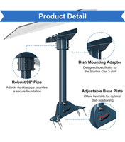 Kit de montage mural Starlink Gen 3 V3 avec adaptateur de tuyau droit, support de poteau robuste pour toit, base extérieure étanche et réglable – En stock