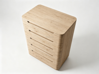 Commode étroite moderne Sageliving à 5 tiroirs, silhouette incurvée, poignées découpées, rangement pour chambre à coucher