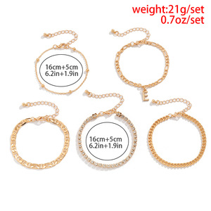 Bộ 5 Chiếc Vòng Đeo Tay Nhiều Lớp Mạ Vàng 18K Có Thể Xếp Chồng Lên Nhau Chuỗi Liên Kết Nhiều Lớp - Product Image 6