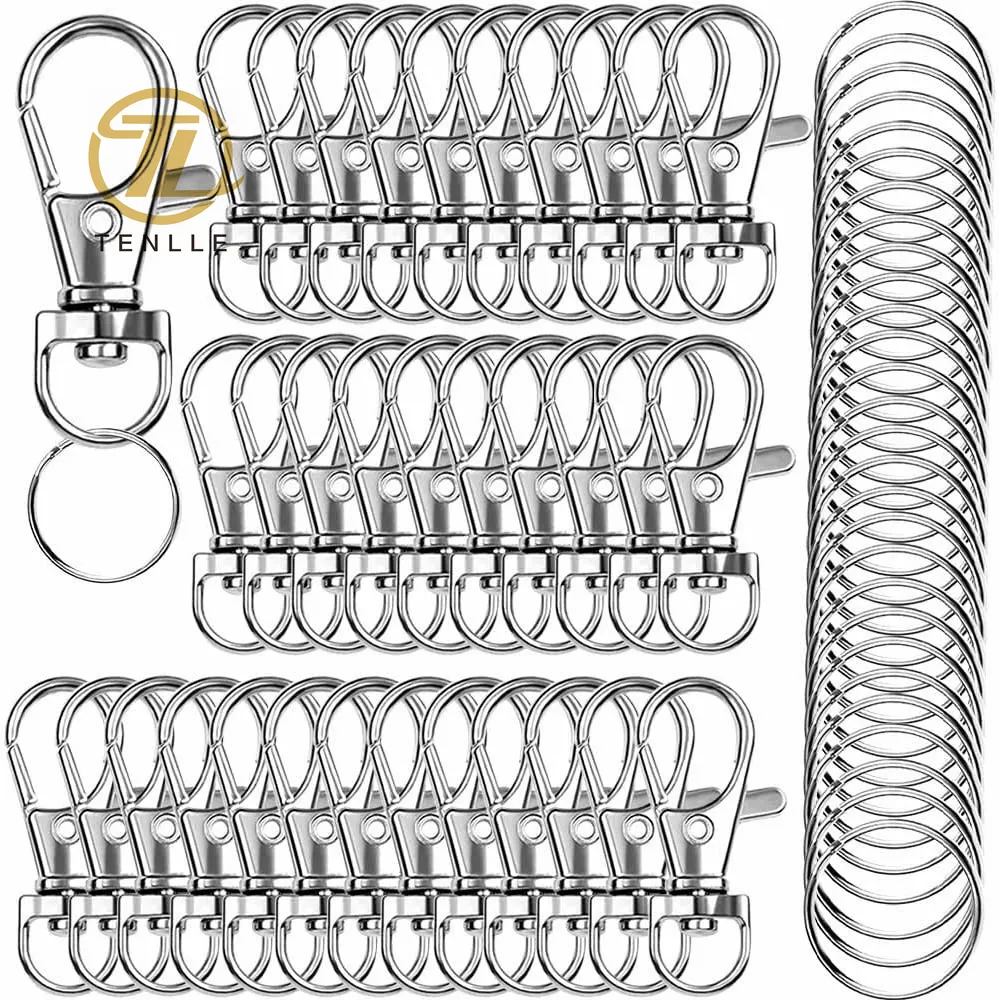 Kait jepret putar Premium dengan cincin kunci tali gantungan kunci gantungan kunci jepit Lobster untuk kunci perhiasan kerajinan DIY