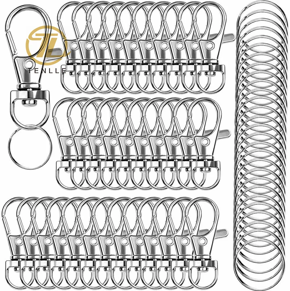 Cao Cấp Xoay Snap Hooks Với Vòng Chìa Khóa Kim Loại Dây Buộc Keychain Móc Tôm Hùm Móc Cho Chìa Khóa Đồ Trang Sức DIY Thủ Công Mỹ Nghệ