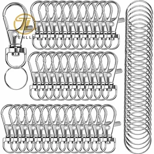 Mousquetons pivotants de qualité supérieure avec porte-clés lanière en métal porte-clés crochets fermoirs homard pour bijoux clés bricolage artisanat