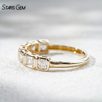 Anillo de Eternidad StarsGem de Oro Sólido de 14K con Diamante Cultivado en Laboratorio de 1.25CTW, Corte Asscher, Engaste de Bisel, Bañado en Rodio, Diseño Vintage Unisex