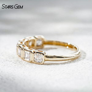 StarsGem 14K Solid <b>Gold</b> 1.25CTW Lab Grown Diamond Asscher Cut Eternity <b>Ring</b> Bezel Setting Rhodium Plated <b>Vintage</b> Classic Design - Product Image 5