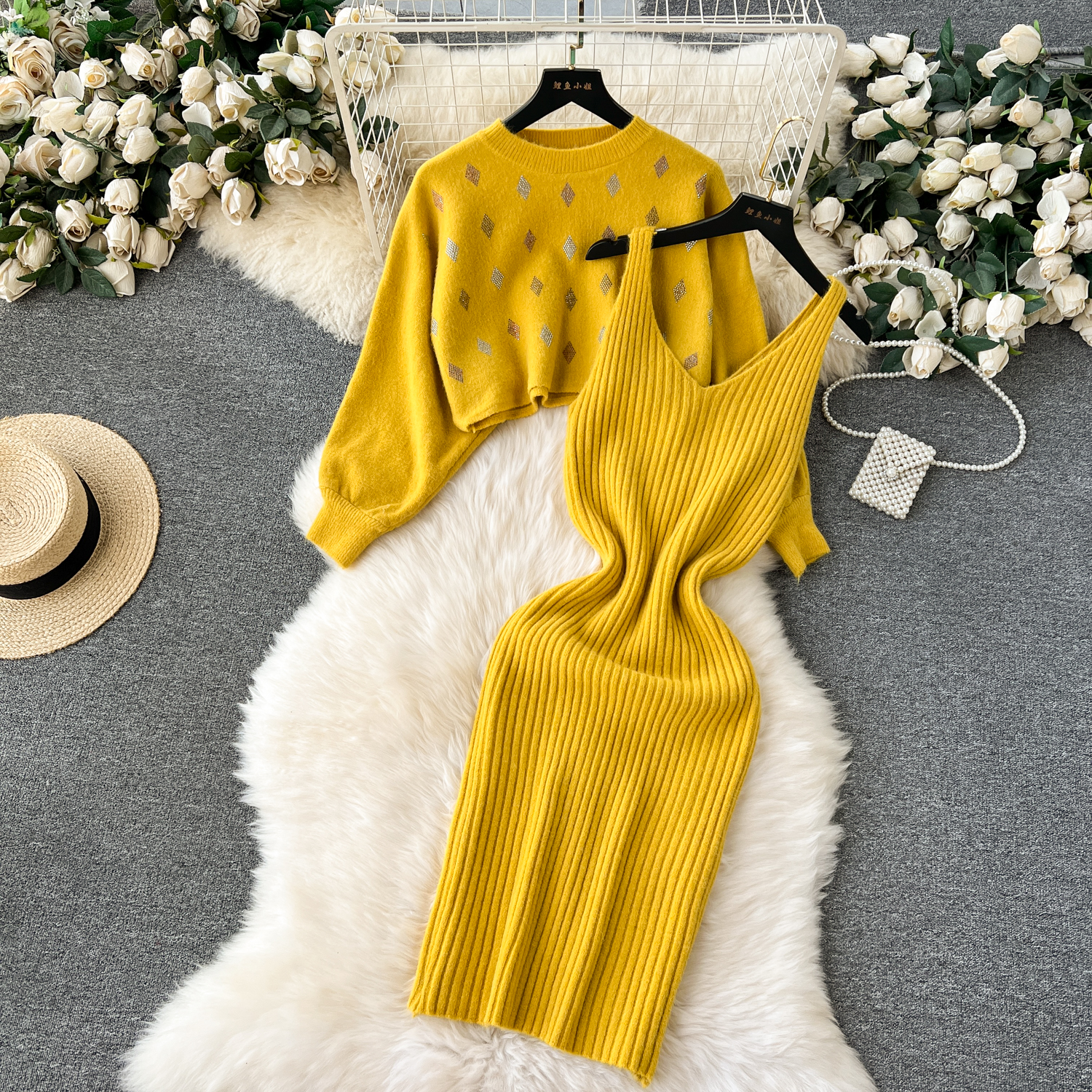 sachin and babi light blue dress KNITTED LONG DRESS – BEECHTREE main image 1