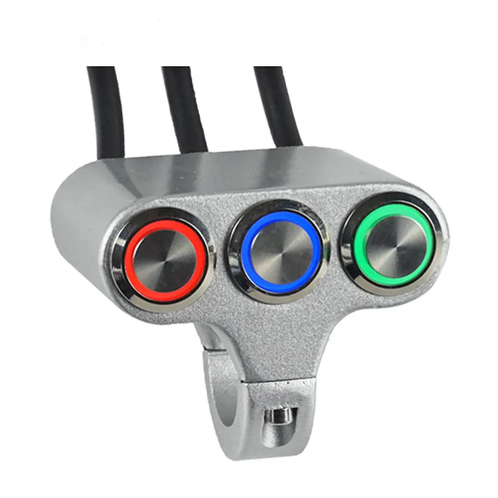 22mm Motorcycle Switches Handlebar Mount Switch For Headlight Fog Light ON OFF High Low Beam Aluminum Alloy With Indicator Light