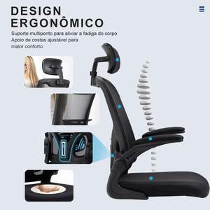 Cadeira De Escritorio Silla De Oficina De Malla Giratoria Ergonómica Cómoda De Altura Ajustable Con Tapicería De Malla Negro Mejor Precio - Product Image 2