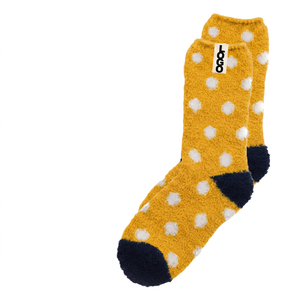Fuzzy Crew <b>Socks</b> <b>Women</b> Light Blue <b>White</b> Dot Print Thermo Knitted Thick Winter Comfortable Daily Wear - Product Image 3