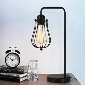 Lámpara de noche LED moderna de venta Popular con pantalla de hierro forjado negro, lámpara de mesa de estudio para niños, luces de noche, decoración del hogar