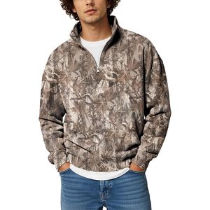 FOXA Mens Camo Quarter Zip Pullover Fleece Sweatshirt Moisture Wicking Hunting Wear - Product Image 1