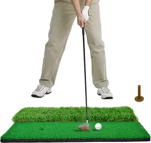 Golf Hitting Mat 2-in-1 Golf Hitting Practice Training Mat Indoor Golf Swing Cutting Practice Mat Long And Short Grass