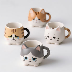 Taza de Cerámica 3D Personalizada con Forma de Gato <span class=keywords><strong>Triste</strong></span>, Pintada a Mano, Creativa, para <span class=keywords><strong>Café</strong></span>, Regalo Único, Taza de Porcelana para Venta al Por Mayor - Product Image 1
