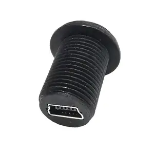 M12 IP67 Panel Mount USB Mini Waterproof USB Coupler with dust cover MINI USB Waterproof Connector A Female to Solder Pins