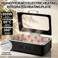 Chauffe-Plat Électrique Noir Moderne avec Contrôle Numérique de la Température LCD pour Buffet, Idéal pour Hôtels, Restaurants et Traiteurs