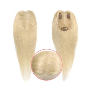 Topper per <span class=keywords><strong>capelli</strong></span> Remy invisibili da <span class=keywords><strong>donna</strong></span>, grado 1, in seta naturale brasiliana intrecciata a mano, base in seta da 28 mm, per perdita di volume lieve, con frangia. - Product Image 1