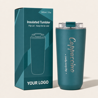 Cangkir Kopi Arab 17oz dengan Tutup untuk Kantor, Botol Air Stainless Steel SS Hijau Tua, Mug Kopi Lucu, Cangkir Termos