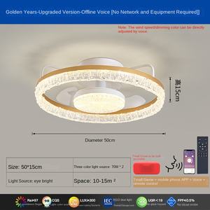 Style nordique LED ventilateur de plafond lampe moderne 3 lames 220V DC moteur USB télécommande cristal pour salle à manger/salon/chambre intérieur maison - Product Image 5