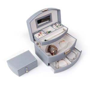 Caja de almacenamiento de cuero PU en stock de fábrica, caja de almacenamiento de joyas, caja de joyería de viaje, caja de terciopelo, joyería de almacenamiento - Product Image 4