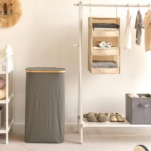 Organizador de Armario Colgante de 3 Estantes, Estantes de Almacenamiento de Tela Color Caqui para Organizar el Dormitorio - Product Image 4