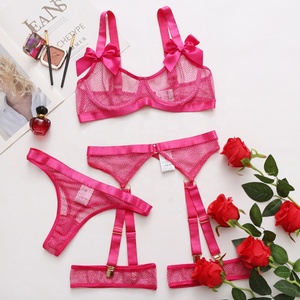 Set di Lingerie Sexy in Pizzo a 3 Pezzi <span class=keywords><strong>con</strong></span> <span class=keywords><strong>Reggicalze</strong></span>, Reggiseno Senza Ferretto e Slip, <span class=keywords><strong>Intimo</strong></span> per San Valentino - Product Image 6