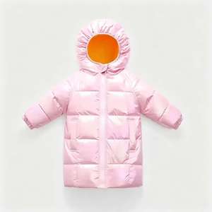 Manteau matelassé holographique brillant pour enfants, veste d'hiver mi-longue à capuche pour tout-petits garçons et filles, vêtement d'extérieur chaud et coupe-vent - Product Image 3
