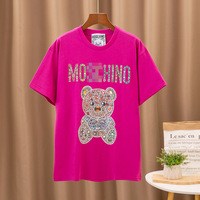 Kaos Beruang M Brand Trendi Lucu Musim Panas 2025 Katun Murni Kerah Bulat Slim Fit Serbaguna Lengan Pendek Motif Hewan