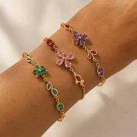 Pulsera de Flores JUSNOVA para Mujer, Chapada en Oro de 18k PVD, Acero Inoxidable, Joyas Resistentes al Agua, Juego de Pulseras Antideslustre para Mujer
