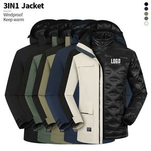 <b>3</b> <b>in</b> <b>1</b> Outdoor <b>Waterproof</b> Windbreaker Hiking <b>Man's</b> <b>Jacket</b> Fashion Inner With Fleece Warm <b>Man's</b> Coat - Product Image 2
