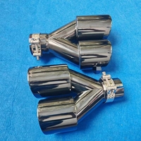 Punta de Escape Estilo AK de 3.5 Pulgadas, Forma de Y, Malla Interior de Acero Inoxidable, Color Negro Titanio, Punta de Silenciador Doble para Tuning de Tubo de Escape de Automóvil