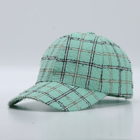 Gorra de béisbol clásica a cuadros de 6 paneles, ajustable, para todas las estaciones, estilo coreano, sencilla, de ala ancha, para mujer, transfronteriza