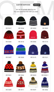 100% acrylique de haute qualité coloré tricoté bonnet à revers unisexe chapeau d'hiver avec patch en cuir - Product Image 6