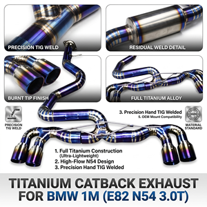 ระบบท่อไอเสียแบบตรง Vortex Blue Burnt Titanium สำหรับ BMW 1M Coupe E82 N54 3.0T BiTurbo แบบติดตั้งได้โดยตรง สำหรับการปรับแต่งรถแข่ง - Product Image 1