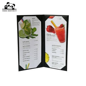 Buku Menu Restoran Ukuran Slim A5 A4 Dua Halaman dengan Logo Custom, Sampul Kulit Buatan, Cetak Custom, Desain Internal, Custom