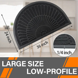 Alfombrilla de bienvenida absorbente de medio círculo negro, alfombrillas de entrada de goma para exteriores, alfombrilla para puerta de trampero de suciedad para patas fangosas - Product Image 2
