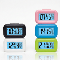Réveil numérique LCD de bureau, mini horloge de table avec veilleuse, affichage du calendrier et de la température, fonction snooze, alimenté par piles