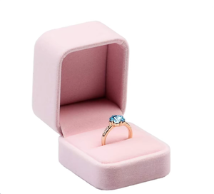 Pink Velvet Jewelry <b>Box</b> with Ring Display Elegant <b>Storage</b> Case for Valentine's Day Rectangle Lid Closure - Product Image 1