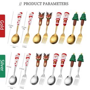 Customized logo Cute Christmas Commemorative Stainless Steel Fork and Spoon Cutlery Gift Box Set - Product Image 2