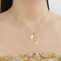 Collier Myshape Carte d'Afrique Lion Crinière Roi de la Jungle Bijoux Tribaux Égyptiens Pendentif Animal en Acier Inoxydable