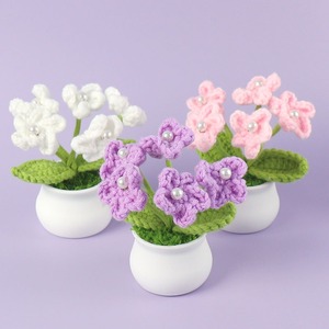 Vasos de simulação falsos feitos à mão para decoração, flores artificiais de tecido, fio de lã eterno, flores de malha, esqueça-me - Product Image 1
