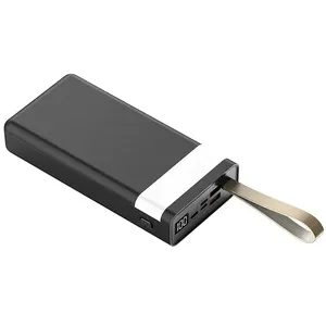 Chargeur de batterie Portable 30000mAh, avec Flash lumineux, batterie externe avec corde manuelle, 2 sorties et 3 entrées